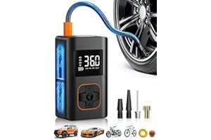 MEUCI Tire Inflator Portable Air Compressor, 8000mAh Cordless Air Pump for Car Tires, 150 PSI Electric Bike Tire Pump with LED Light and Digital Pressure Gauge for Motorcycle, Auto, Ball, Bicycle