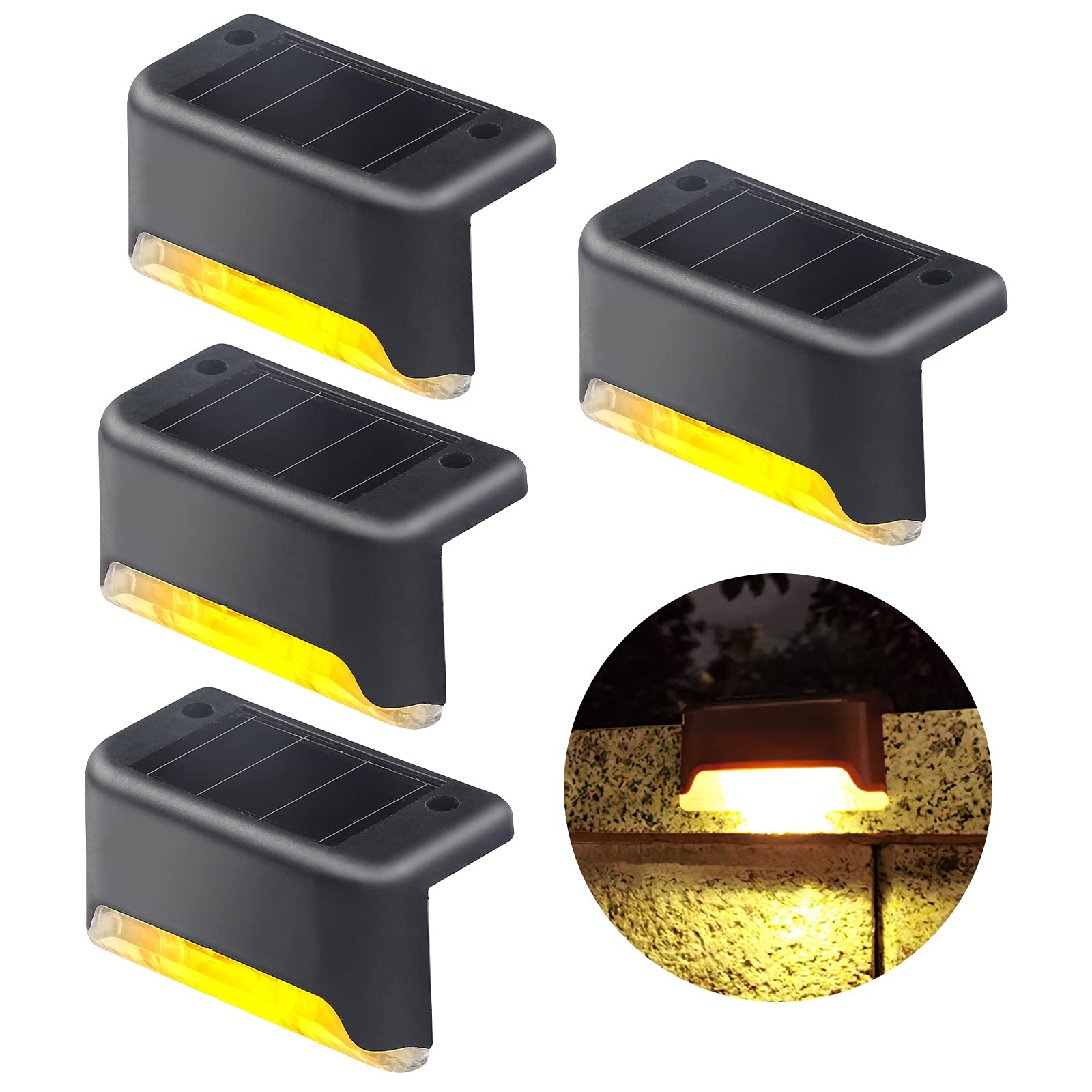 jindaaudio Solar Step Lights 4 Pack – Waterproof Stair Lights for Outdoor Stairs | Warm White, Auto Dusk to Dawn