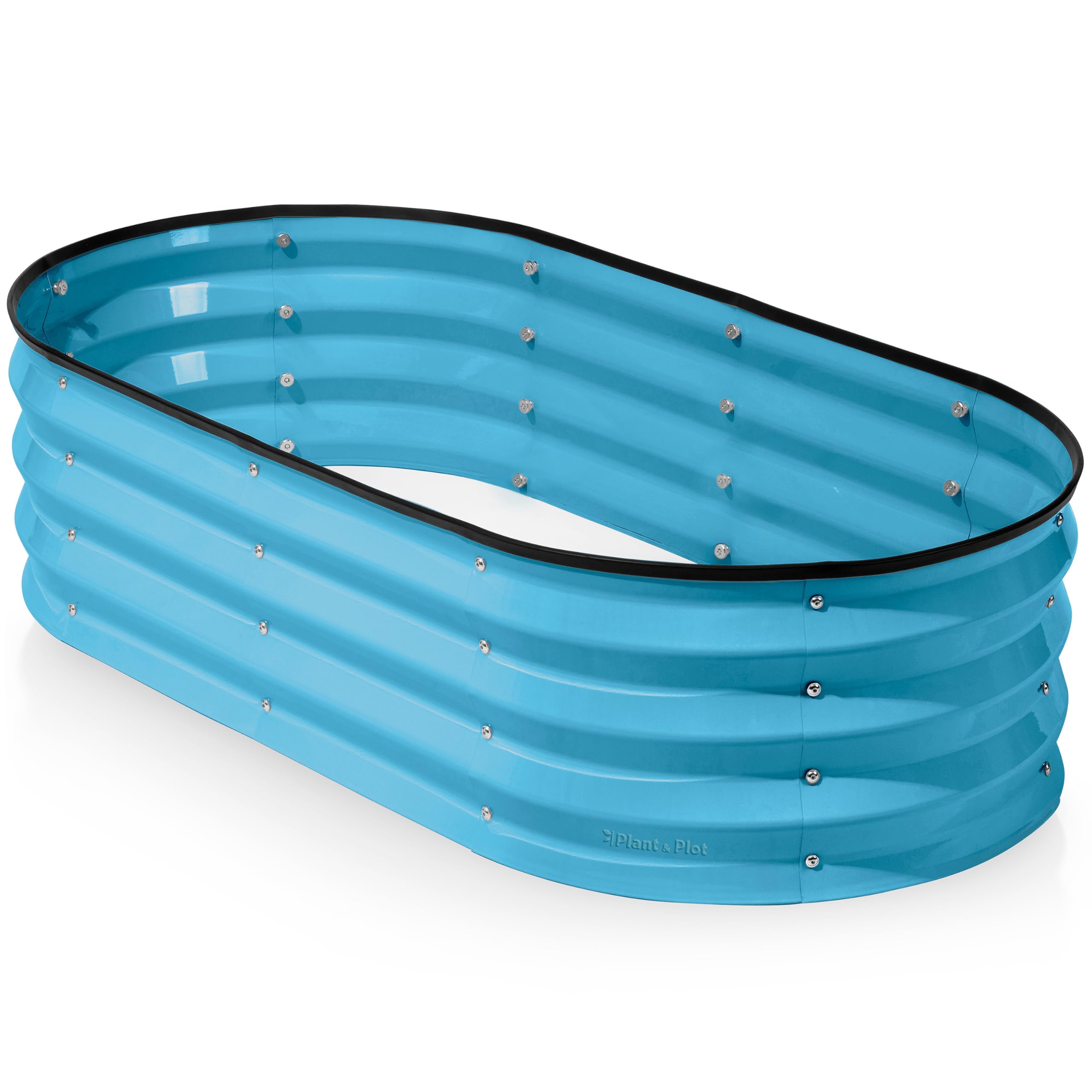 Plant & Plot Galvanized Raised Garden Beds Outdoor // 4×2×1 ft Planter Raised Beds for Gardening, Vegetables, Flowers (Teal) // Large Metal Garden Box Image