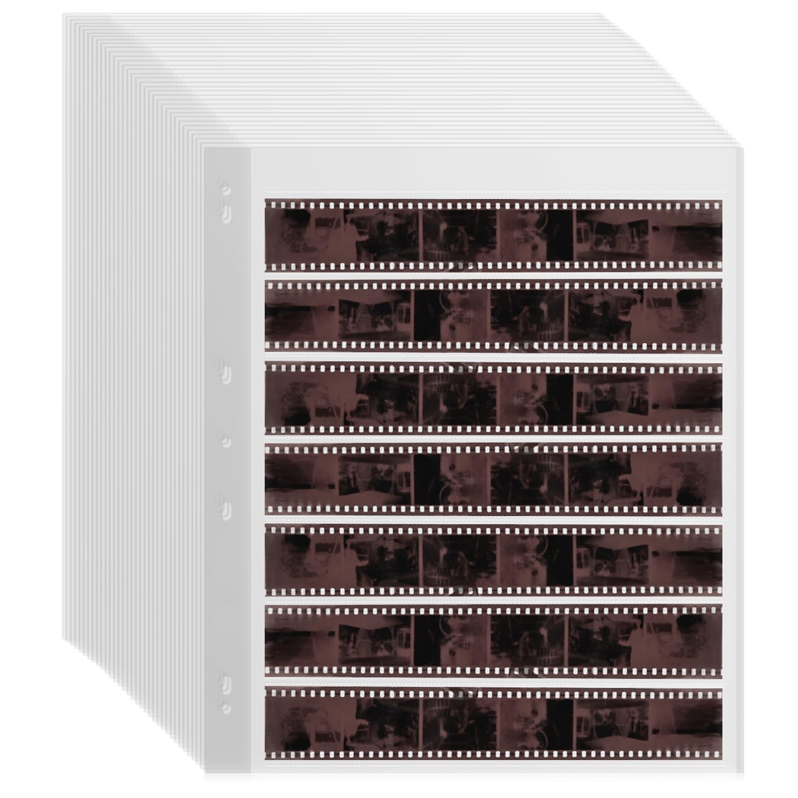 Photo 1 of 100 Pcs 35mm Film Negative Sleeves Film Negative Storage Presentation Materials 35mm Size Negative Pages Holds Seven Strips of Six Frames Help You Collect and Organize Film