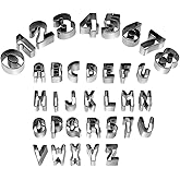 Alphabet & Number Cookie Cutters Sets of 35 Pieces Mold Tools for Fondant Biscuit, Cake, Fruit, Vegetables, or Dough Stainles