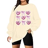 KIMSOONG Valentines Day Love Heart Sweatshirt Women Bow Graphic Long Sleeve Shirt Casual Valentines Gifts Pullover Tops