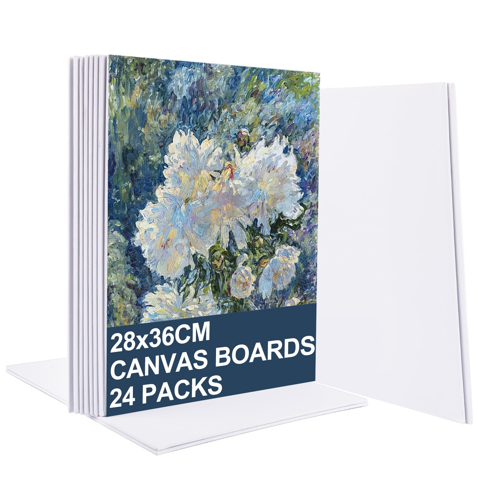 SHUESS 24 Pcs Blank Canvas for Painting - 28 x 36 cm (11 x 14 inch) Canvas Panel Boards - Pre Stretched Blank Art Canvases for Art, Acrylic Painting and Watercolour, 2.5mm Thick