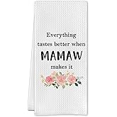 Cilrii Mamaw Grandma Gifts Kitchen Towels, Mamaw Grandmother Gifts for Birthday Christmas Dish Tea Towels, Grandma Gift from Grandson Granddaughter Decorative Hand Towel for Kitchen, 16x24 Inch