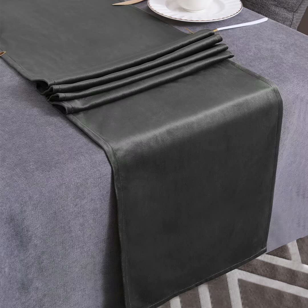 WAITER TREE Table Runner for Dining Table 35x240 cm, Washable Velvet Dresser Scarf Luxury Rustic Farmhouse Table Runners for Home Dining Coffee Table - Lake Blue