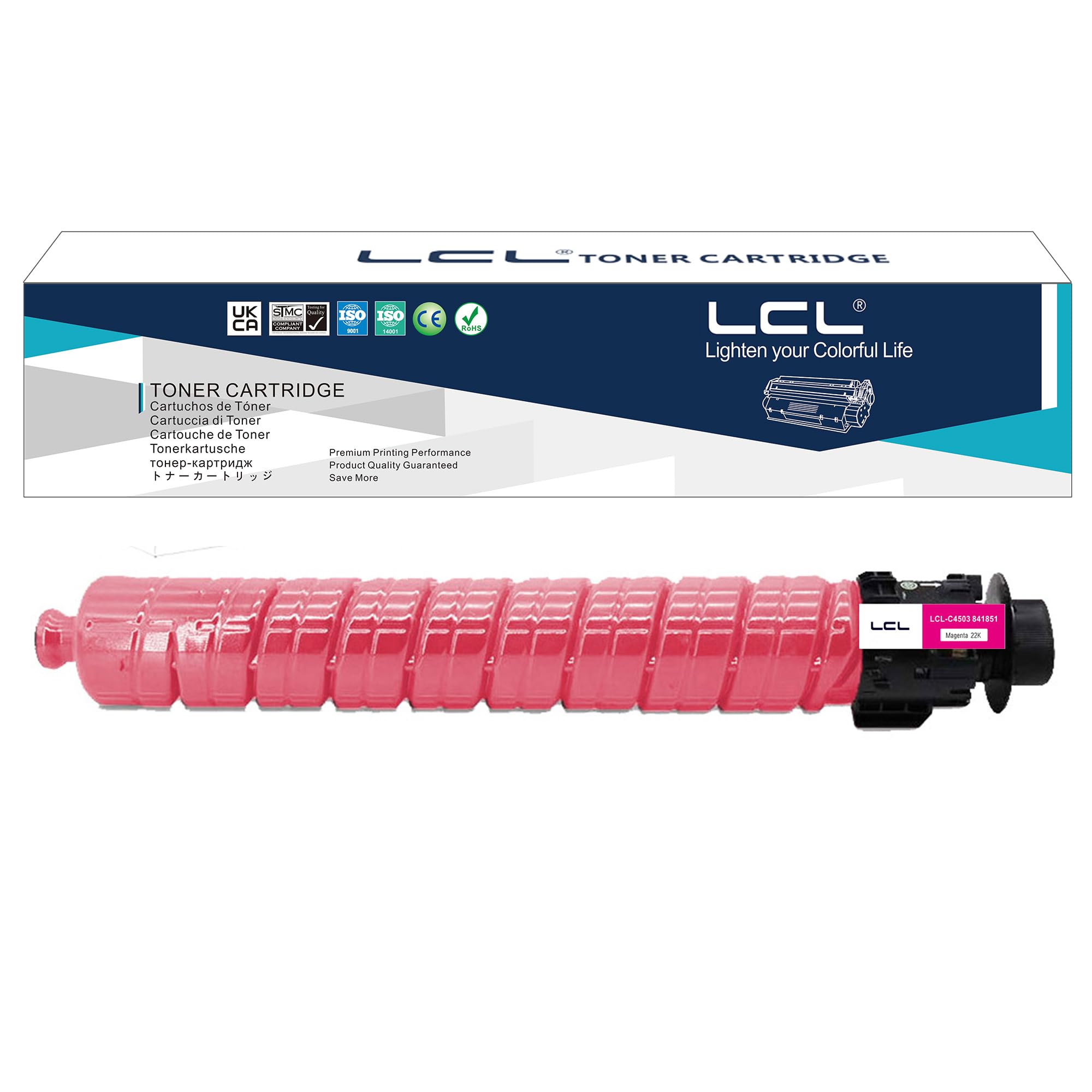 Photo 1 of LCL Compatible Toner Cartridge Replacement for Ricoh 841851 for Ricoh MP C4503 MP C4504 MP C4504ex MP C5503 MP C5504 MP C6003 MP C6004 MP C6004ex Printer (1-Pack Magenta)