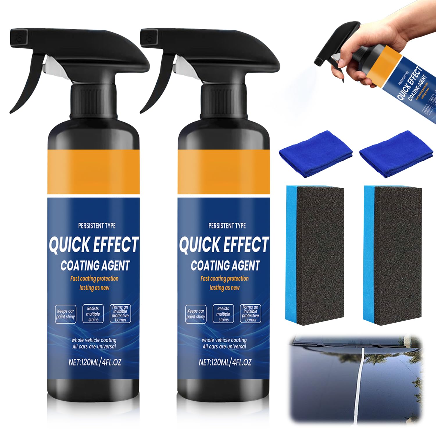 Photo 1 of 2PCS Advanced Car Quick-Acting Coating Agent Spray, Quick Effect Coating Agent for Cars, Multifunctional Car Scratch Remover, Waterless Wash Oil Film Emulsion Glass Cleaner