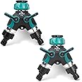 Garden hose splitter, hose y splitter, two way hose splitter, faucet splitter for garden hose, hose bib, hose splitter two way heavy duty - all metal, double pack