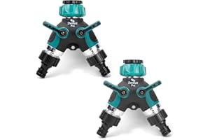 2WAYZ Garden Hose Splitter - All-Metal Dual Outlet Connector with Shutoff Valve - Heavy Duty Y Adapter for Outdoor Faucet - Leakproof Water Divider - Double Pack