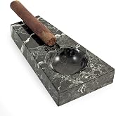 Bey-Berk Ashton Black Zebra Marble Single Cigar Ashtray, 8.5