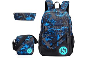 JiaYou Teenage Boy Girl Unisex 20L Multifunctional School Bag Backpack Set with Florescent Mark