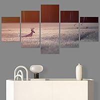 SIGNWIN 5 Panel Canvas Wall Art Animals Deer Modern Artwork for Home Decorations Ready to Hang - 60