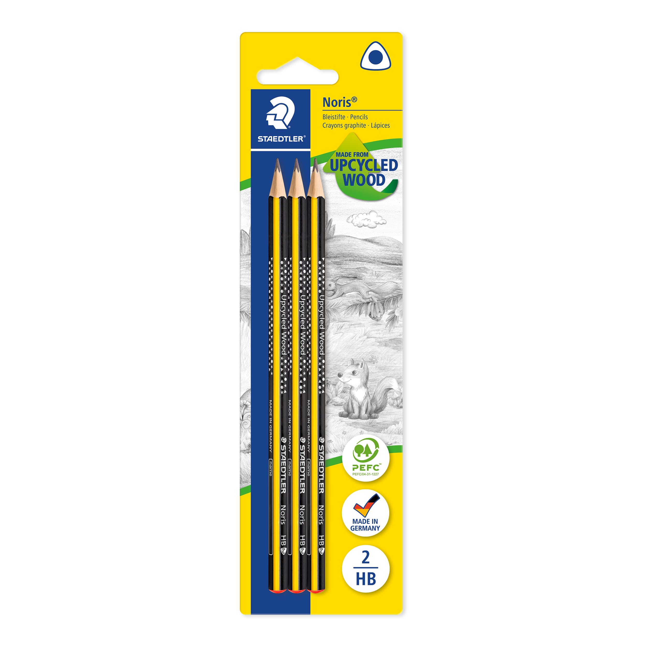 STAEDTLER Noris 183-HBBK3 Pencil (High Break Resistance, Ergonomic Triangular Shape, Non-Slip Soft Surface, Wopex Material, HB Hardness, Case Pack, Pack of 183