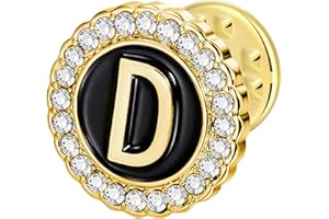 HAWSON Initial A-Z Lapel Pins, Personalized 18K Gold/Silver Brooch Pin Tie Tacks for Suits, Neckties, Hats, Men & Women