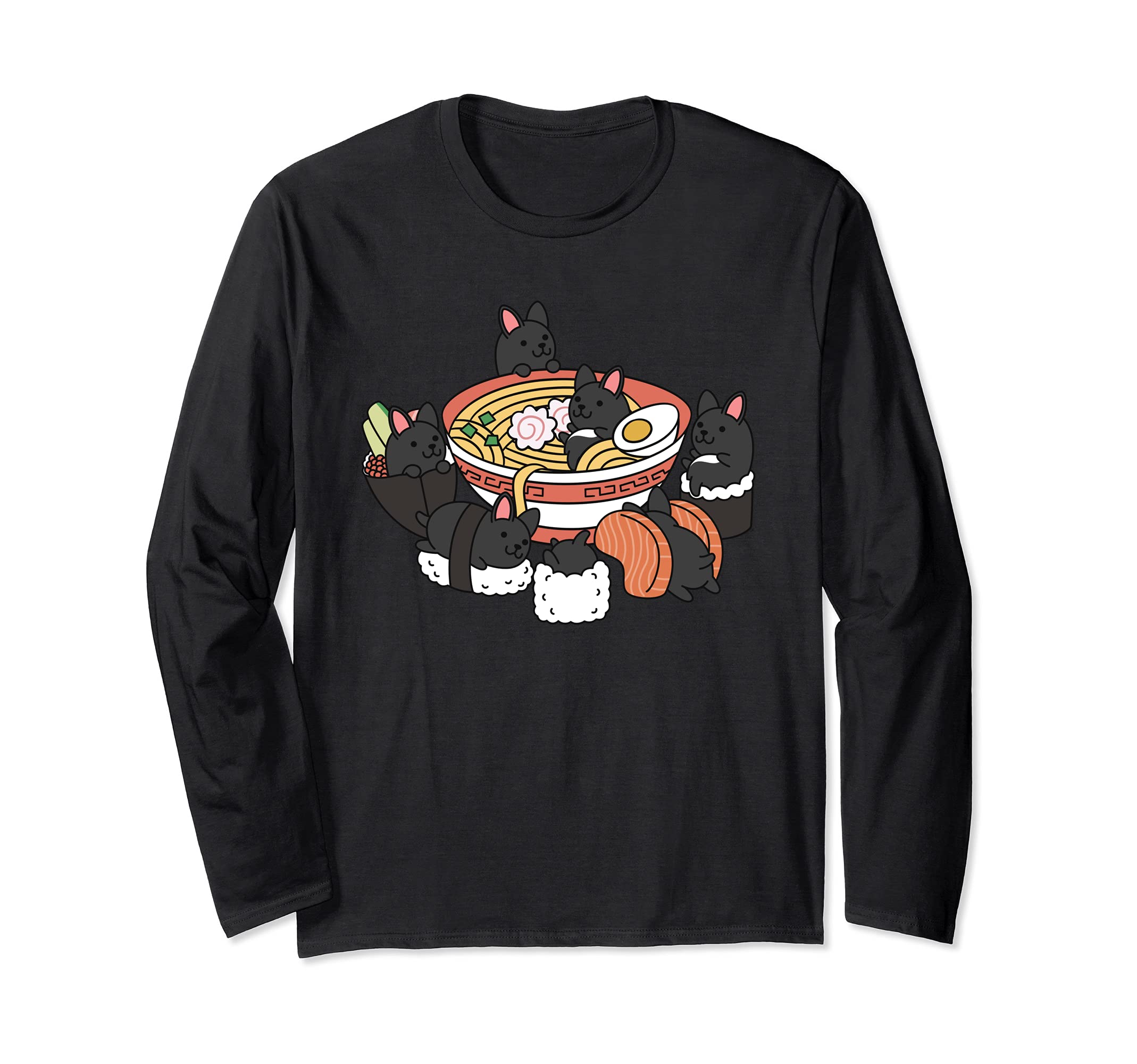 Ramen Sushi French Bulldog Dog Long Sleeve T-Shirt