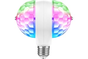 MINO ANT Disco Lights for Parties, Colorful Rotating Magic Ball Lights with 2 Light Bulbs, RGB LED Stage DJ Light for Home Room Dance Parties Birthday Karaoke Halloween Christmas Wedding Show Club Decorations
