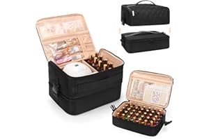 OCHEAL Nail Polish Organizer, Holds Nail Lamp and 45+ Bottles,3 Usage Modes Detachable Nail Storage Bag Travel Nail Tech Case Holds Nail Kit Stuff Manicure Tools -Black