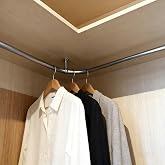 90 Degree Corner Closet Rod for L-Shaped Wardrobes, Curved Stainless Steel Clothes Bar, Space-Saving Hanging Pole with Support Brackets(50x50cm(19.7x19.7in))