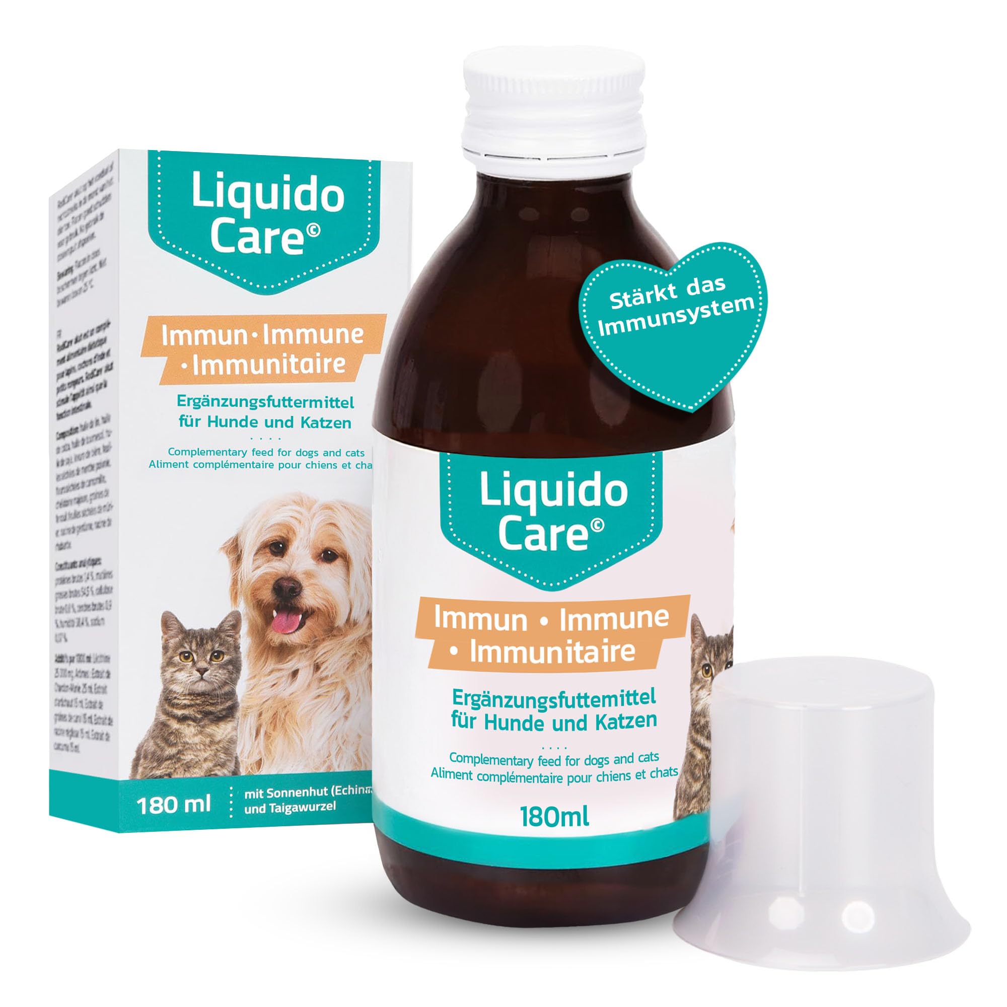 LiquidoCare Immune, Supports Immune Strengthening in Cats and Dogs, Supplementary Food, Tonicum 180 ml with Dosing Cap