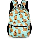 Ueshiramanu Capybara Backpack for Kids Boys Girls Polyester Fashion School Bag Print Travel Stylish Laptop Bookbag Gift Blue