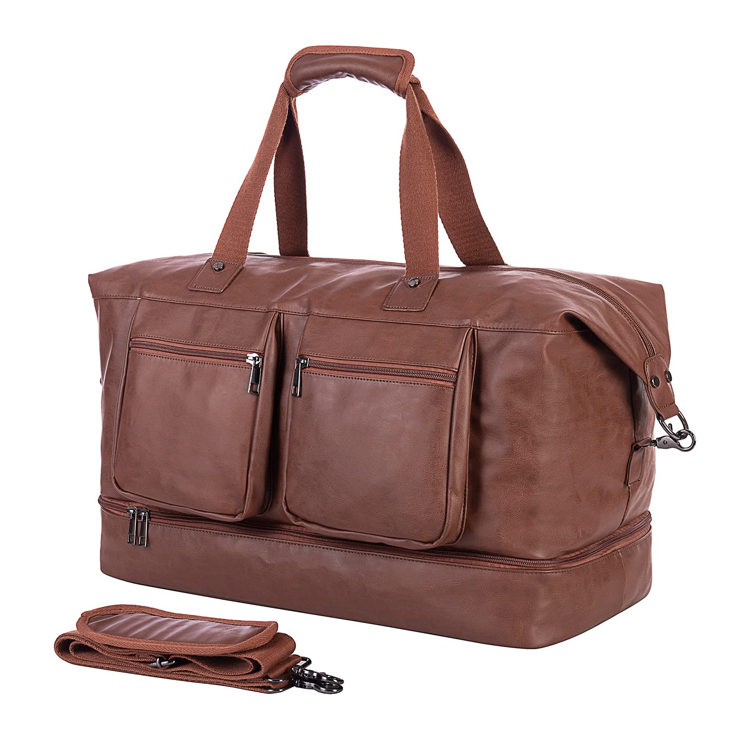 seyfocnia Travel Duffle Bag, Leather Overnight Bag for Mens Women Carry on Bag Weekender Bags Travel Tote Bags Large Duffle Bag