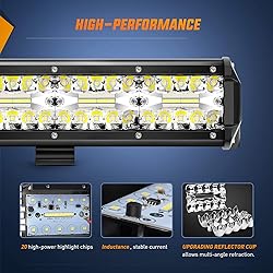 Nilight 20 Inch 420W LED Light Bar Triple Row Flood