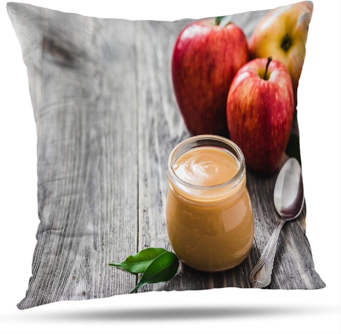 Kutita Rustic Decorative Pillow Covers, Slow Glass Jar and Red Rustic Wooden Space Apple Autumn Baby Throw Pillow Decor Bedroom Livingroom Sofa 18X18 inch