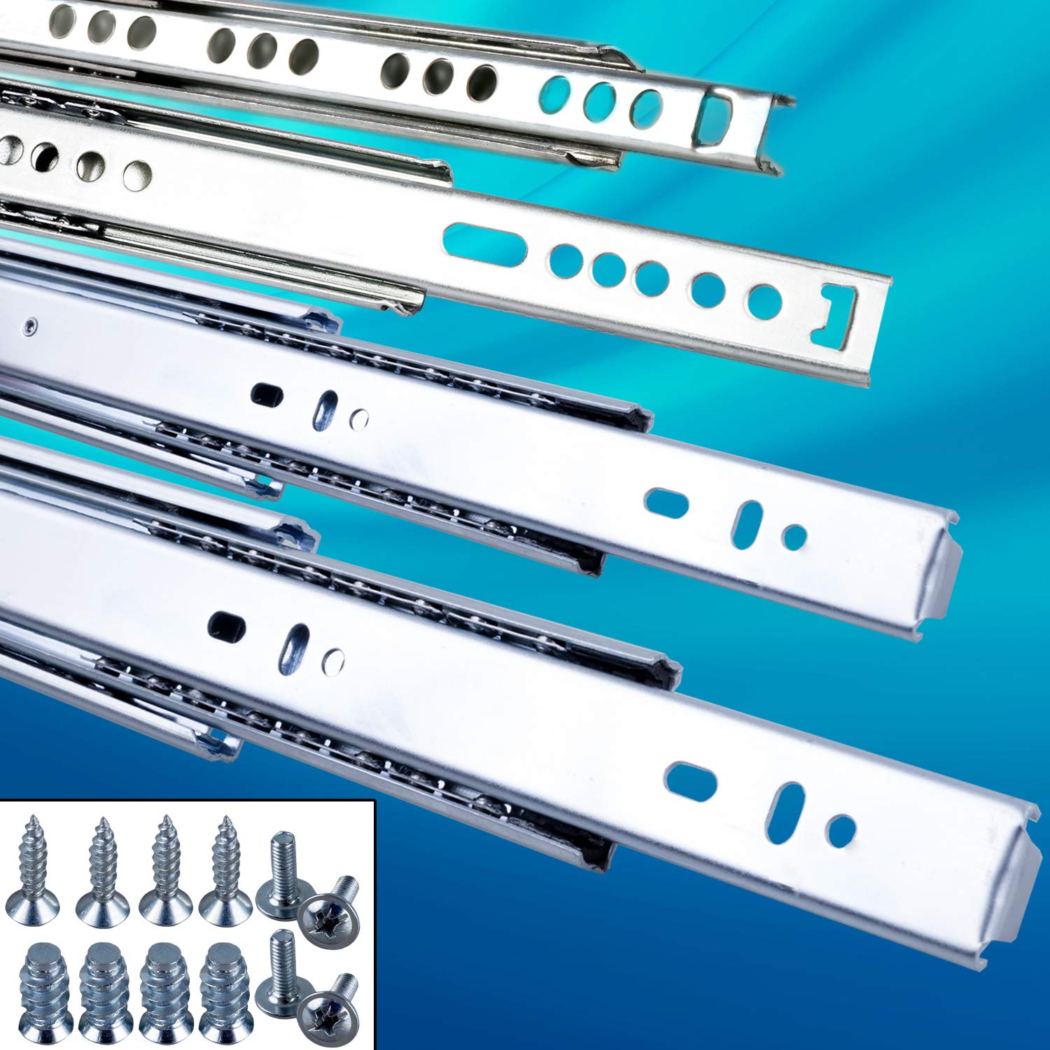 Stahlia 2 x drawer rails partial extension roller extension ball bearing guide rail system (1 pair) | NUT 17 mm | Length 246 mm | STAHLIA®