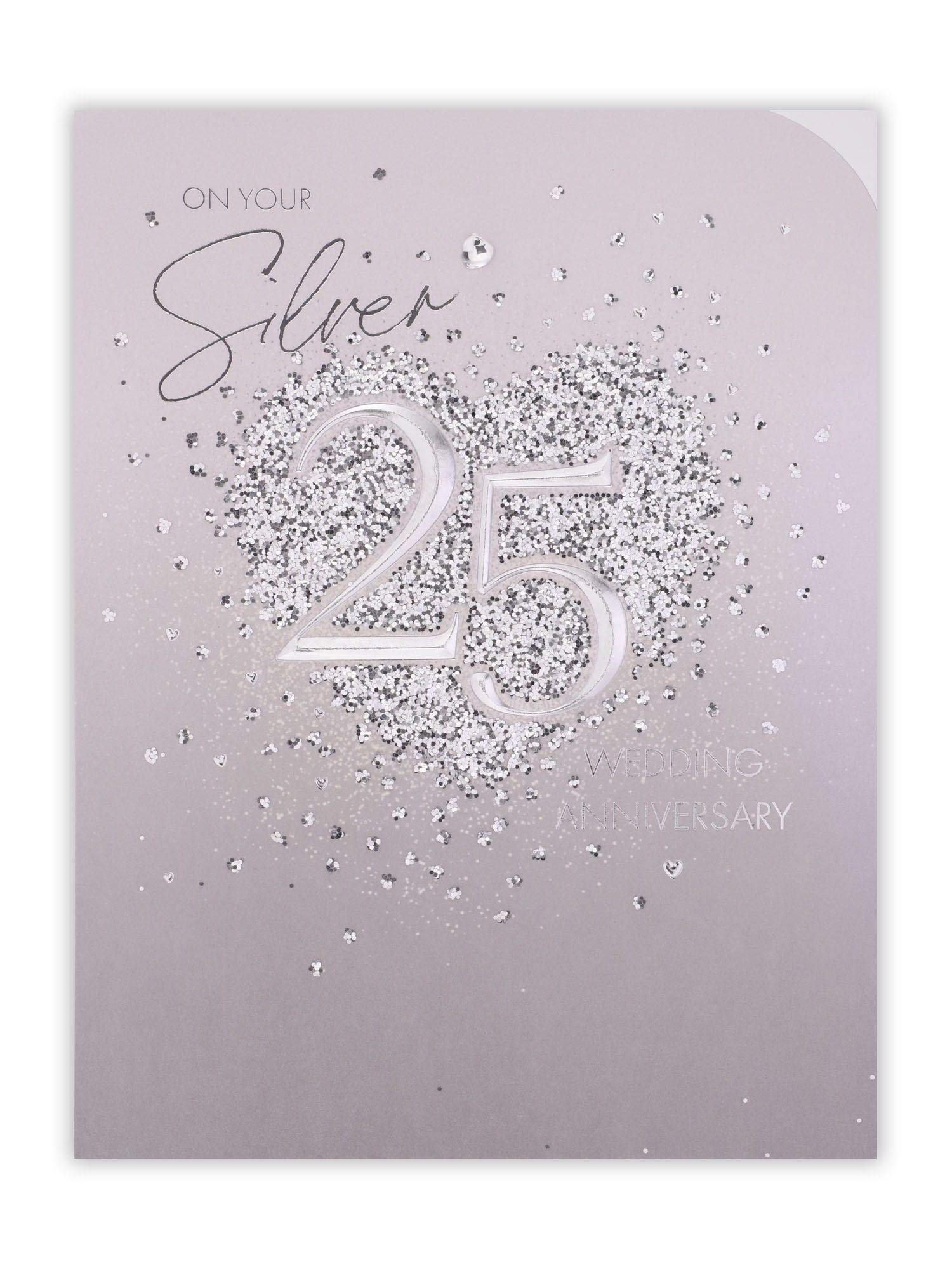 Clintons: Bling Heart Your 25th Anniversary Card, Silver Anniversary Card, 149x159mm 1164203 multi
