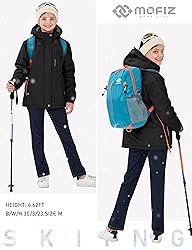 MoFiz Girls Ski Jacket Waterproof Fleece Lined