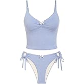 seamoly Colorblock Stripes Tie Side Tankini Set