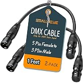 SMALL-EYE 5 Pin Female to 3 Pin Male DMX Adapter Cable 1ft 2-Pack | True DMX512 Signal, 116&Omega; Optimized Impedance, Mixed DMX Systems, Reliable Signal Conversion