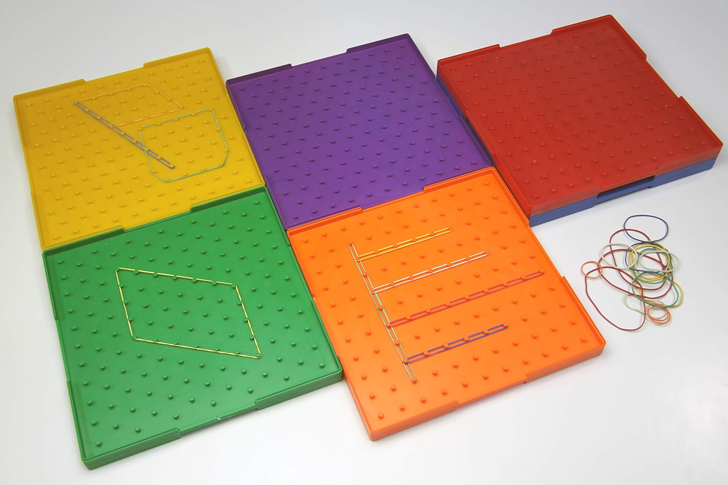 WISSNER® Set of 6 Geoboards (23x23 cm) - Double-Sided Geometry Board for Primary School, Multi-color