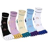 Benefeet Sox Women Toe Socks Funny Cute Five Finger Socks for Girls Colorful Cotton Crew Ankle Novelty Athletic Running Sock