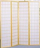 Legacy Decor 4 Panel Natural Room Divider Shoji Screen