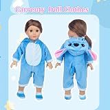 Carreuty Blue 14-17 Inch Doll Clothes Overalls 3-Piece Set with Hanger Socks view 4