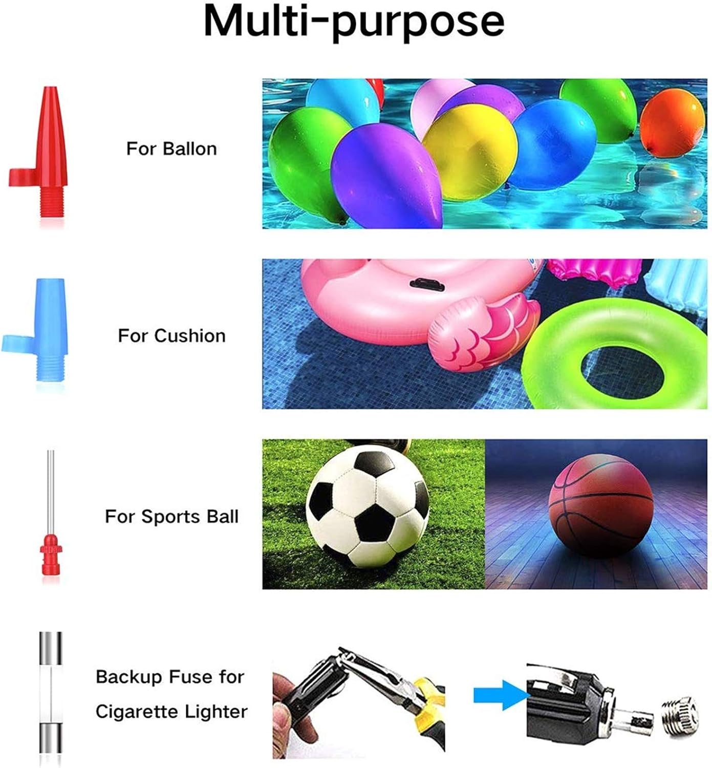 Audew Portable Air Compressor Tire Inflator with Gauge, Auto Digital Air Pump for Car Tires with Extra LED Light, DC 12V 150 PSI Tire Pump for Car,Bicycle,Motorcycle,Basketball,Pool Toys: Automotive