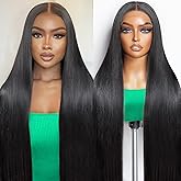 Mziio 32 Inch 13x6 Lace Front Wigs Human Hair Pre Plucked Straight Human Hair Wig 200% Density Straight HD Lace Frontal 13x6 Glueless Wigs for Women Natural Color