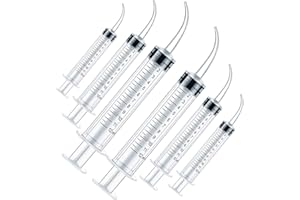 T-ANTRIX 6pcs 12cc Dental Syringe Dental Irrigation Syringe with Curved Tip Disposable Graduated Dental Irrigation Syringe for Oral Dental Care, Tonsil Stones Removing, Lab, Feed Small Pet (with Measurement)