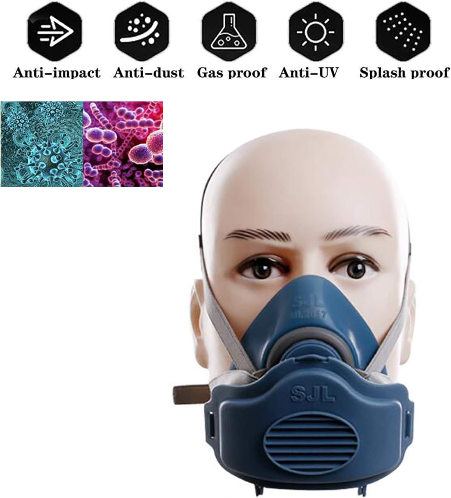 WFGZQ Gas Mask,Anti Dust Respirator Filter Chemical Anti-Dust Masks Industrial Paint Spraying Protective Mask Workplace Safety,with Anti-Toxic Gas Function