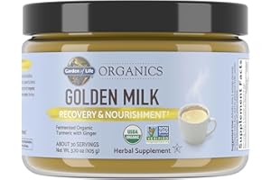Garden of Life Organics Golden Milk Recovery & Nourishment Powder - 44mg Turmeric Curcumin (95% Curcuminoids), Ashwagandha - Organic Non-GMO Vegan & Gluten Free Herbal Supplements, 30 Servings
