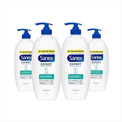 Sanex Expert Skin Health Moisturising Shower Gel 4 Pack 720ml Pump Bottles