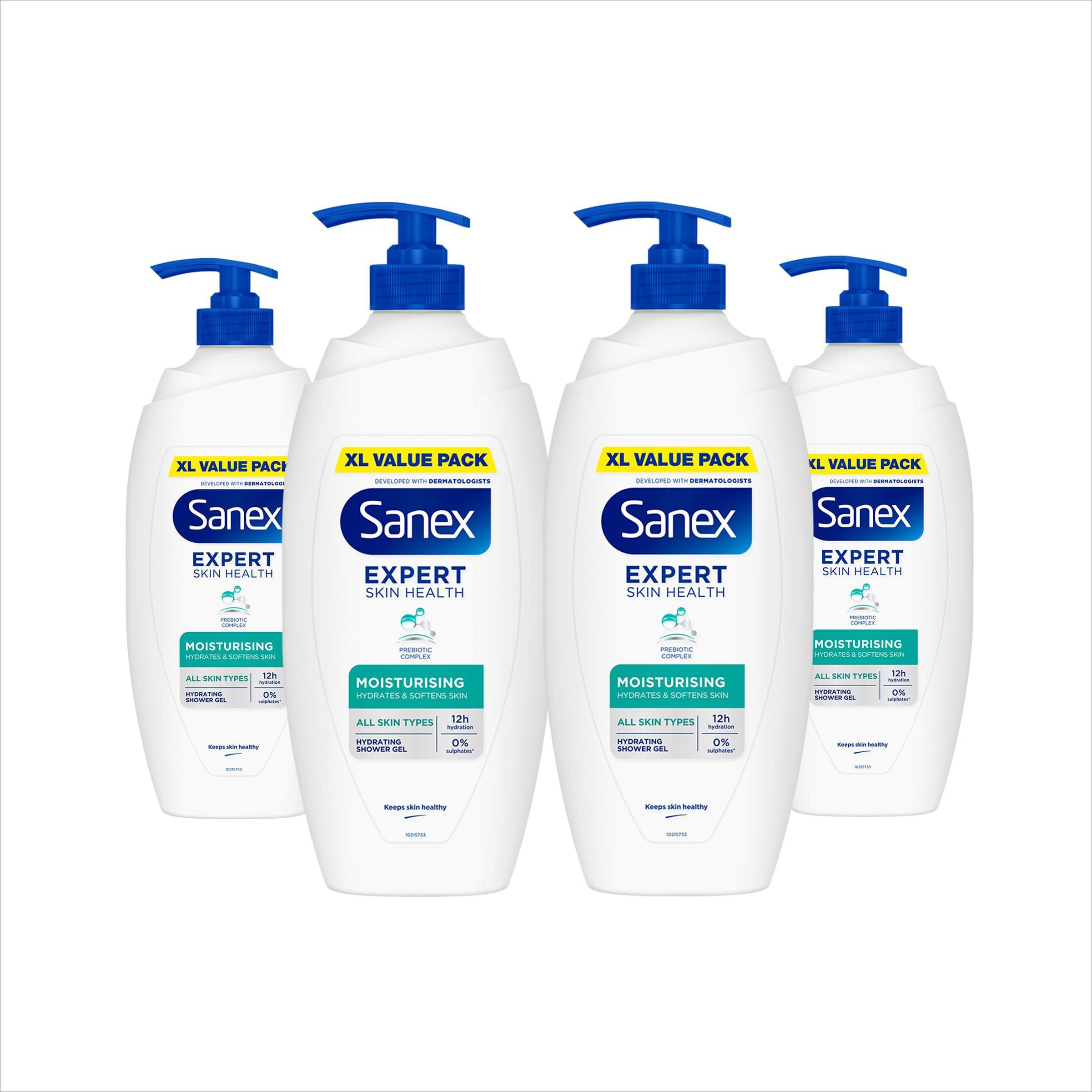 Sanex Body Wash - Expert Skin Health - Moisturising Shower Gel - Dermatologist Tested Hydrating For All Skin Types - Multipack - 4 Pack - 720ml Pump Bottles โ image 1