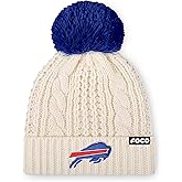FOCO NFL Womens NFL Team Logo Cable Knit Pom Beanie Hat