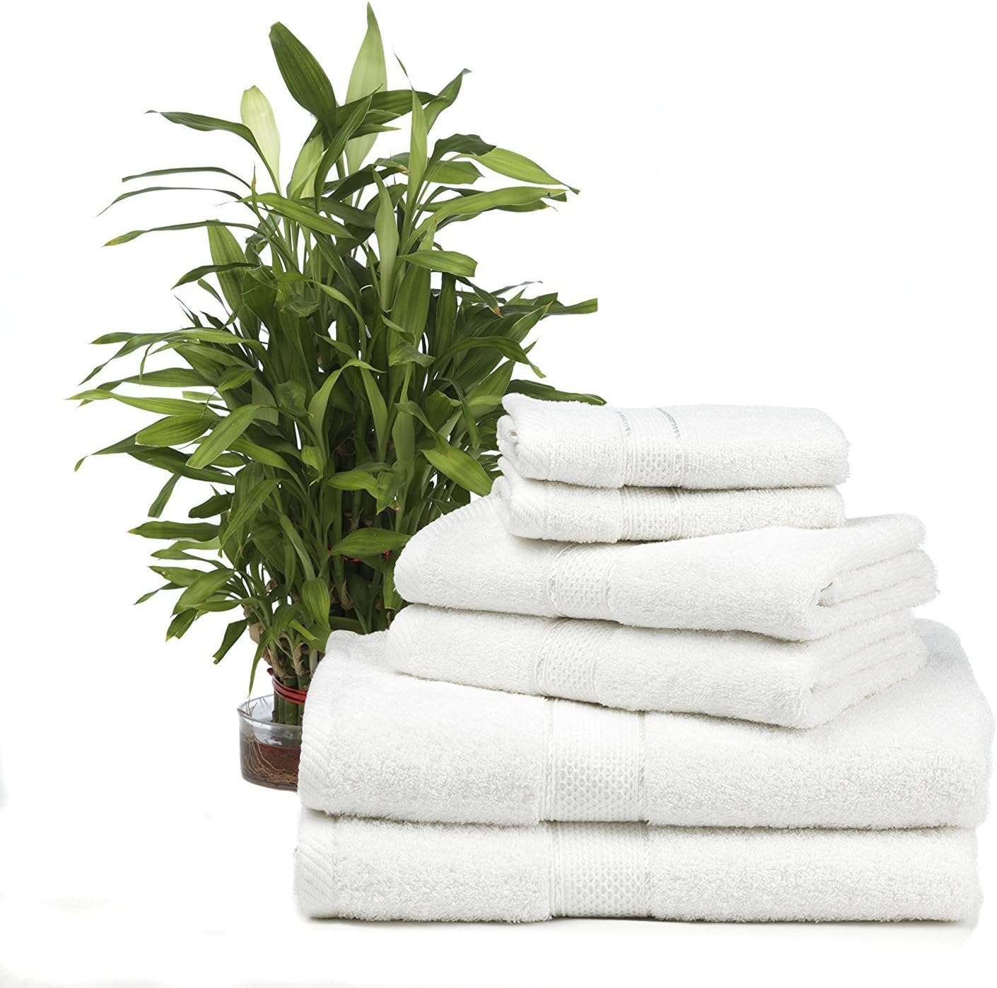 Premium Bamboo Cotton 6 Piece Towel Set (2 Bath Towels, 2 Hand Towels and 2 Washcloths) - Natural, Ultra Absorbent and Eco-Friendly (Coal): Home & Kitchen