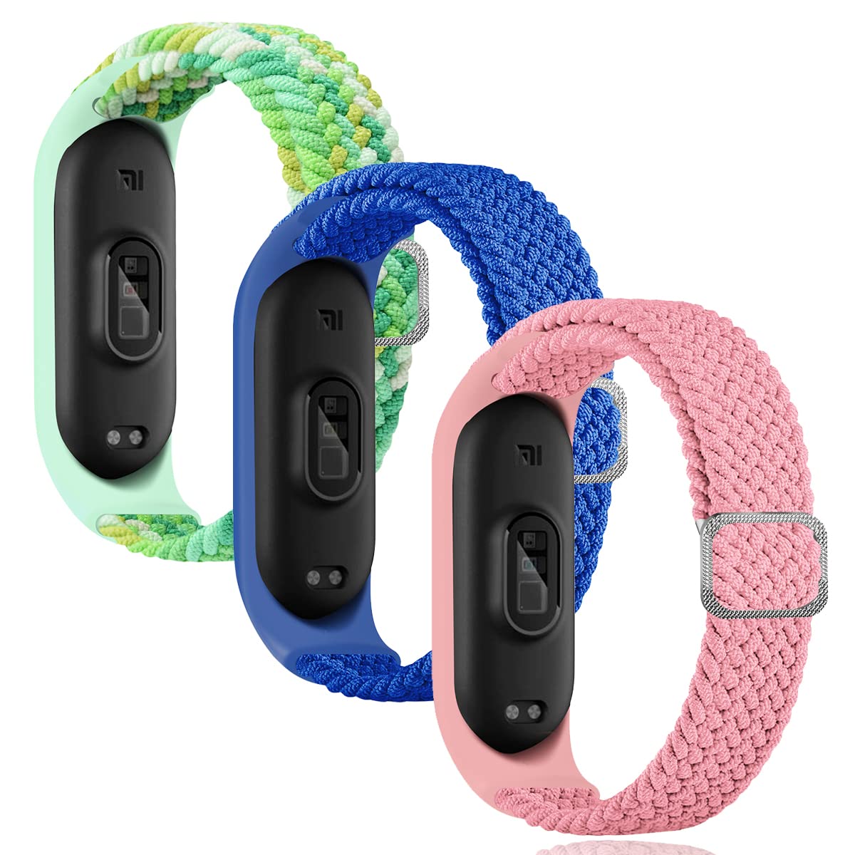 Keecuty Nylon Bracelet for Mi Band 6/5/4/3 Bracelet Elastic Fabric Braided Soft Nylon Sports Bracelets Elasticity Breathable Expandable Watch Strap for Mi Band 6/5/4/3
