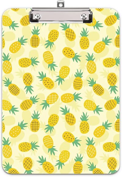 Hnogri A4 Clipboard Yellow Pineapple Low-Profile Clip 80-100 Sheets