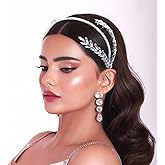 WONRLUA Rhinestone Bridal Headband, Wedding Headpiece for Bride, Wedding Hair Accessories for Brides(Silver)