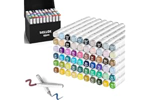 WELLOKB Alcohol Markers, 60 Colors Dual Tip Blender Art Markers for Coloring, Illustrations, and Sketching, Alcohol Markers Set, Alcohol Based Markers with Carrying Case