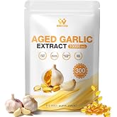 WACHRAY Aged Garlic Extract Supplement, 10000mg 20:1 Odorless Garlic Softgels, High Potency Garlic Extract for Daily Heart &amp; Immune Support, Non-GMO, Gluten-Free, Vegan 300 Count